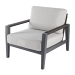 Elementi OS-2506S Laguna Outdoor Aluminum Club Chair w Sunbrella Cushions - Angled - White Background