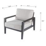 Elementi OS-2506S Laguna Outdoor Aluminum Club Chair w Sunbrella Cushions - Dimensional