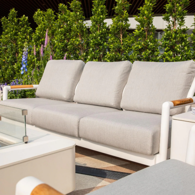 Elementi Santorini Outdoor Aluminum 3 Person Sofa w Sunbrella Cushions - OS-2501T