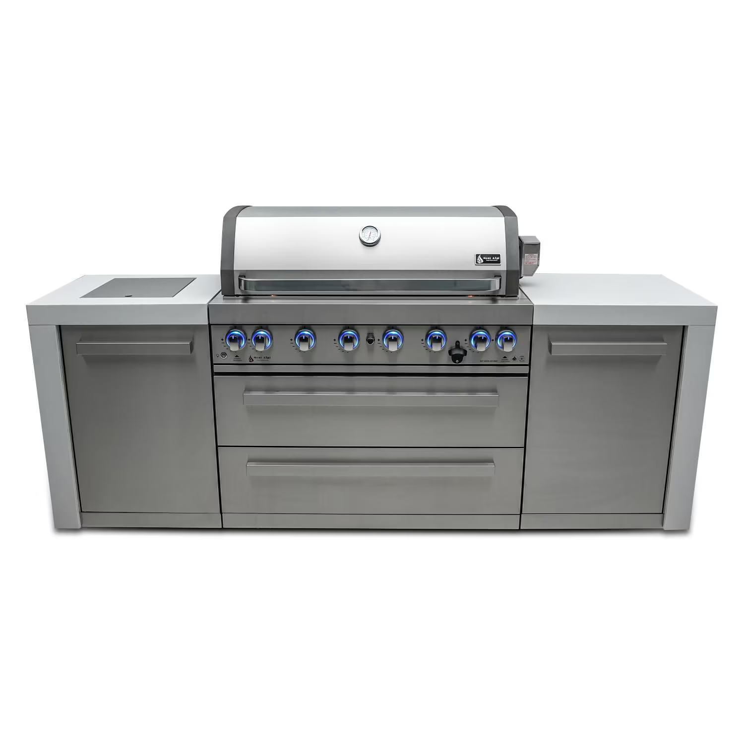 Mont Alpi Deluxe 805 Series 8 Ft Outdoor Kitchen Island w Side Burner - MAi805-D (1) Mont Alpi Deluxe 805 Series 8 Ft Outdoor Kitchen Island w Side Burner - MAi805-D (1)