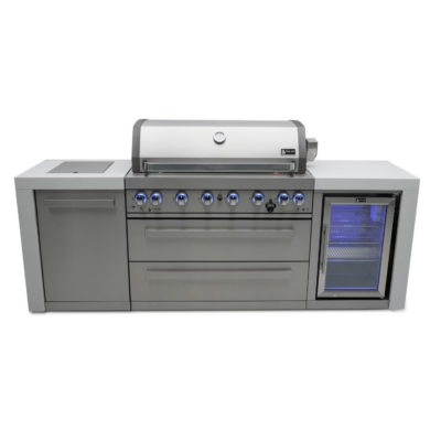 Mont Alpi Deluxe 805 Series 8 Ft Outdoor Kitchen Island w Side Burner & Fridge - MAi805-DFC