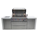 Mont Alpi - MAi805-D - Deluxe Grill Island - Stainless Steel - Open With Burners On Front -