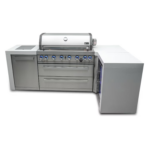 Mont Alpi - MAi805-D90FC - Deluxe 90 Degree Propane Gas Island Grill W Refrigerator Cabinet, Infrared Side Burner, & Rotisserie Kit