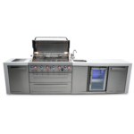 Mont Alpi MAi805-DBEV Deluxe Propane Gas Island Grill W Beverage Center - Front View - Grill Open