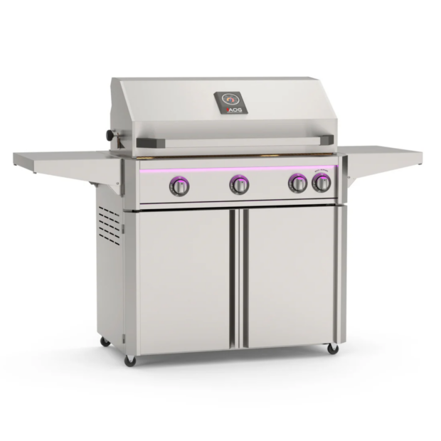 American Outdoor Grill L-Series 36-in 4-Burner Propane Grill w/ Lights & Rotisserie Kit on Cart