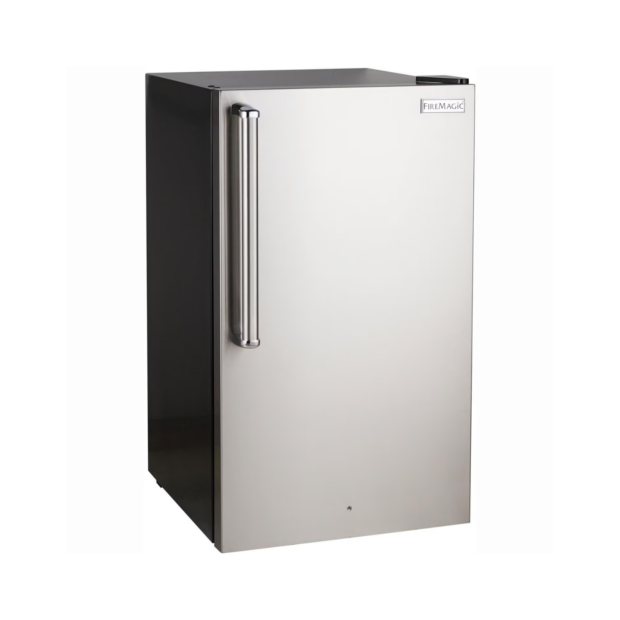 Fire Magic 20-Inch 4.0 Cu. Ft. Premium Right Hinge Compact Refrigerator - Stainless Steel Door Black Cabinet - 3598-DR