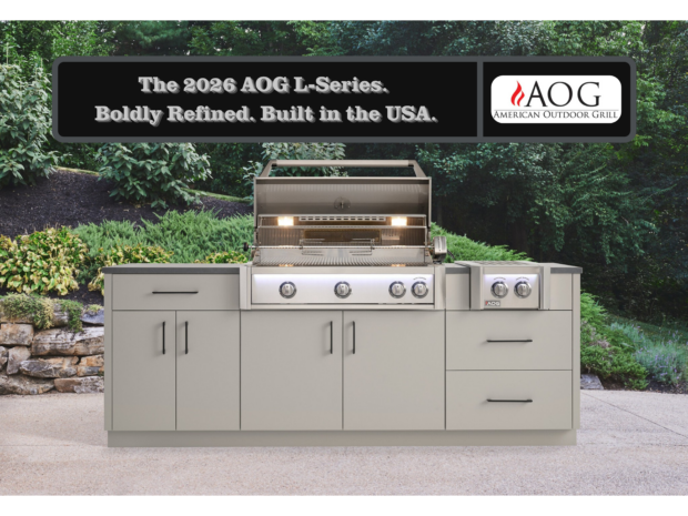 AOG 30 Inch L-Series Grill Review – American Outdoor Grill AOG30LN 30-inch 3-burner built-in natural gas grill with Gun Metal accents and multi-color LED light bar in outdoor kitchen island
