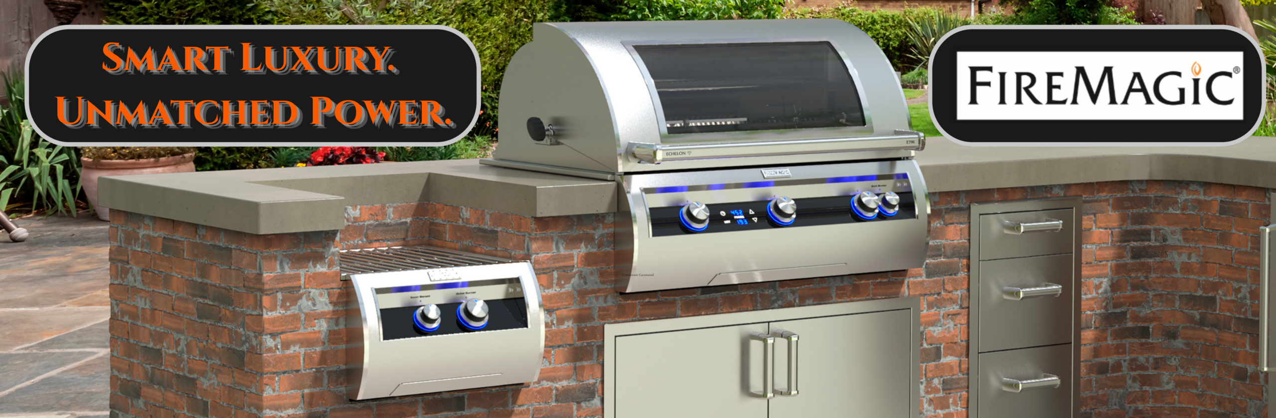 Fire Magic Echelon Diamond Grill review – Fire Magic Echelon Diamond E790i 36-inch built-in natural gas smart grill with a digital display and Magic View window integrated into a luxury outdoor kitchen island
